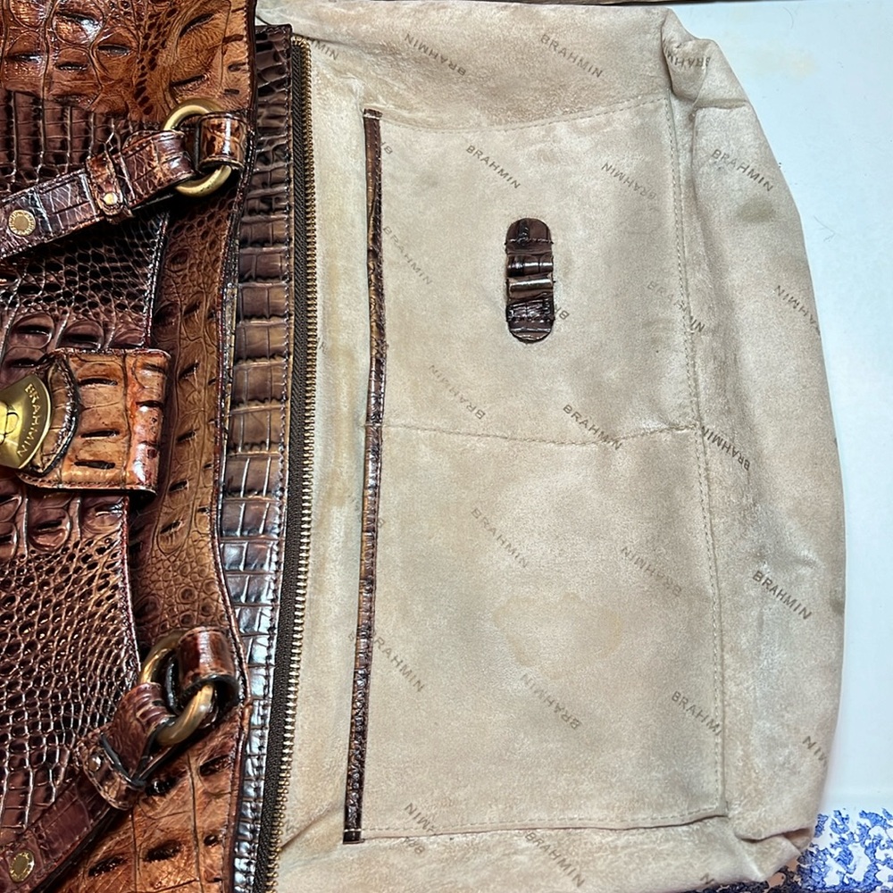 Brahmin Colette Melbourne croc embossed leather in pecan brown shoulder bag - Picture 14 of 17